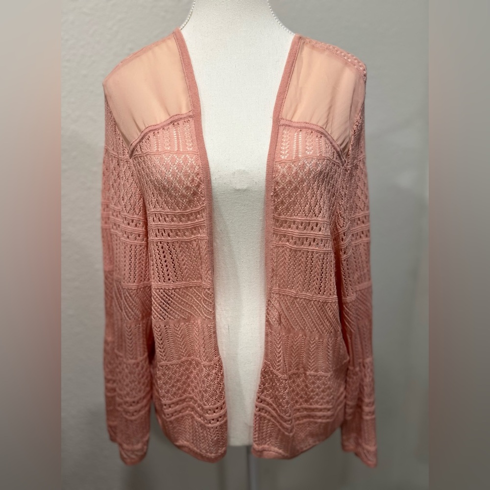 TORRID Pointelle Shrug 3/4 Sleeve Open Front Sweater EUC - Picture 3 of 11